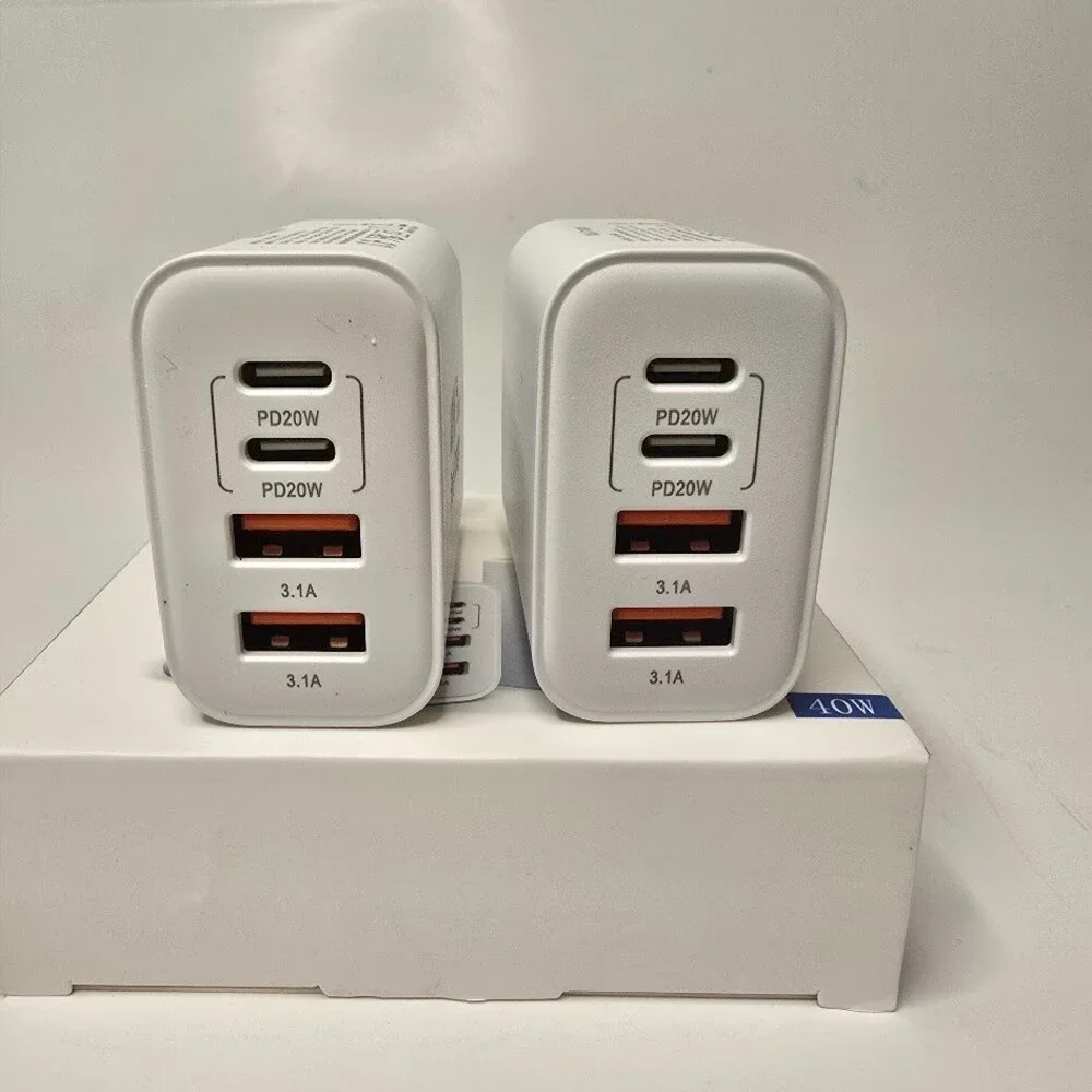 USB C Charger Block, 2-Pack 40W 4-Port USB C Wall Charger Fast Charging Dual Por